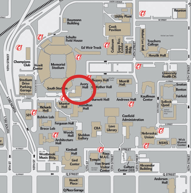 map of Avery Hall location